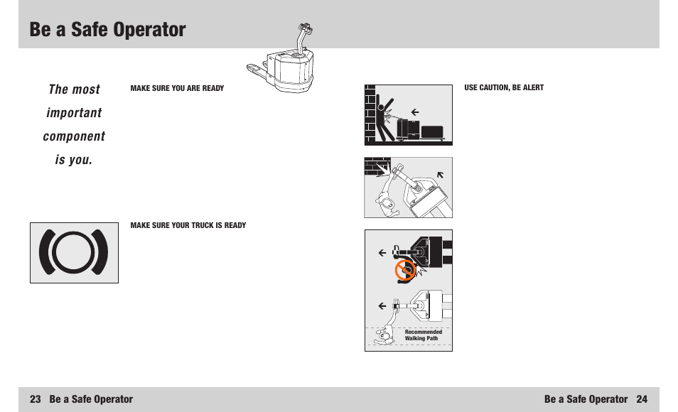 Be a safe operator, The most important component is you | Crown Equipment PW 3000 Series User Manual | Page 13 / 16