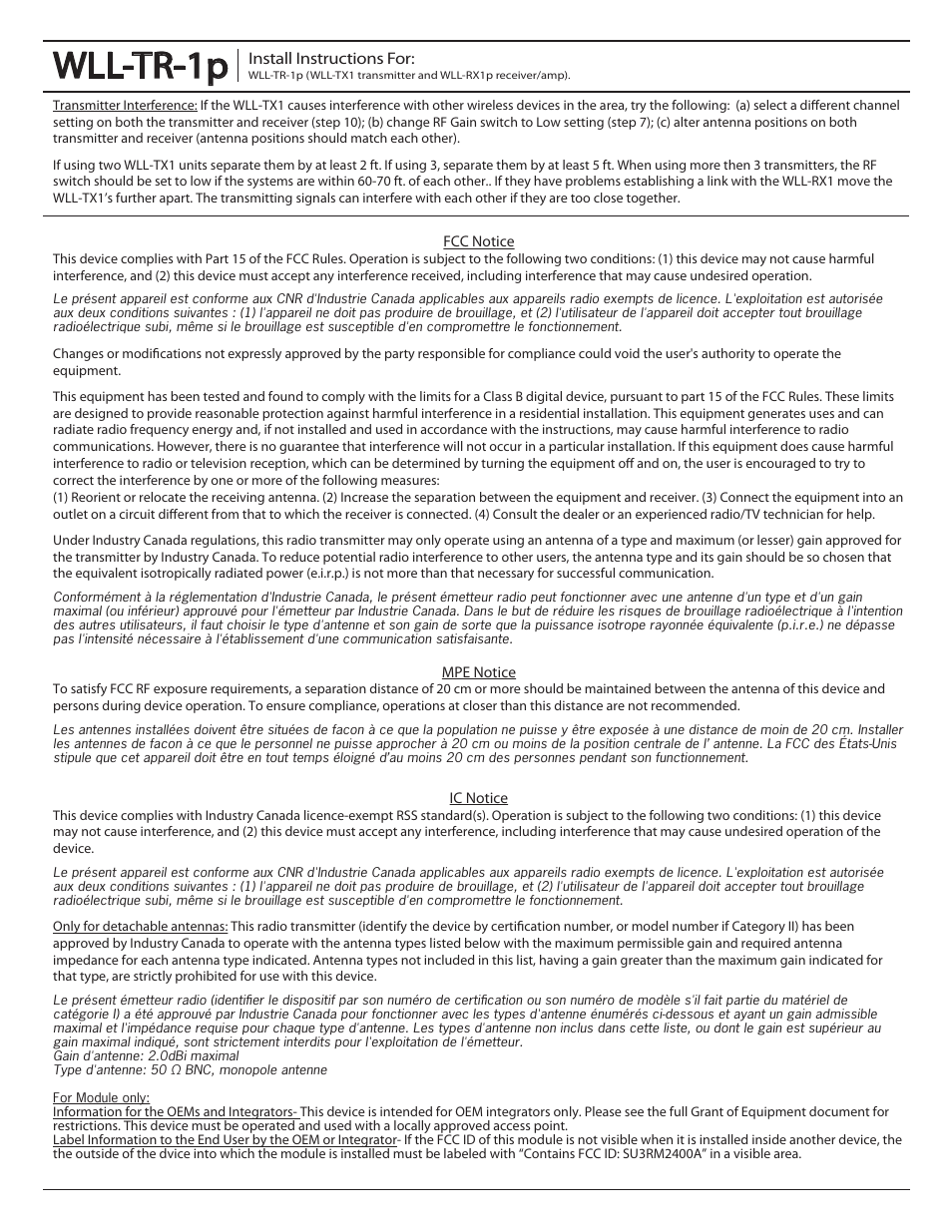 Wll-tr-1p | Soundtube WLL-RX1p User Manual | Page 4 / 4