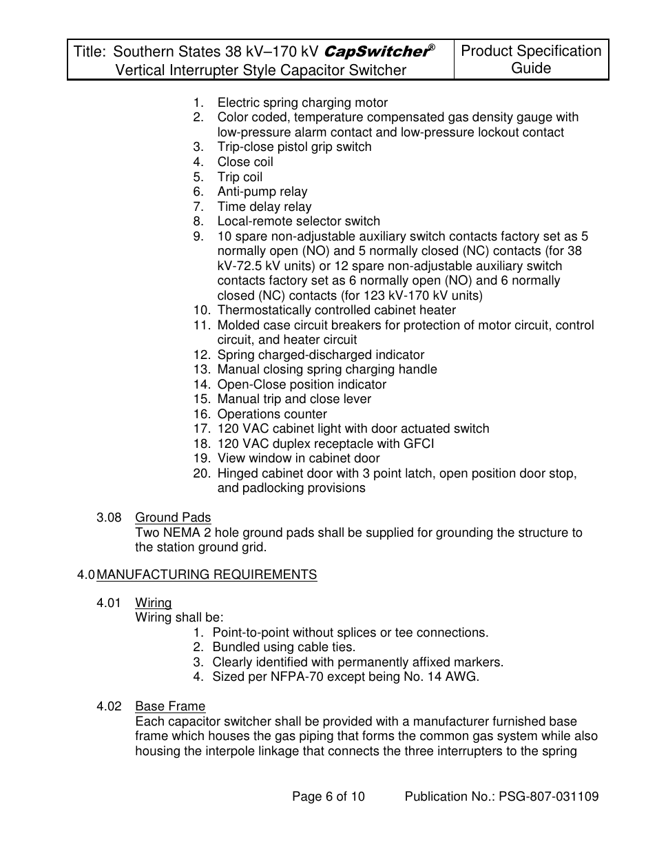 Capswitcher | Southern States 38 kV-170 kV CapSwitcher User Manual | Page 6 / 10