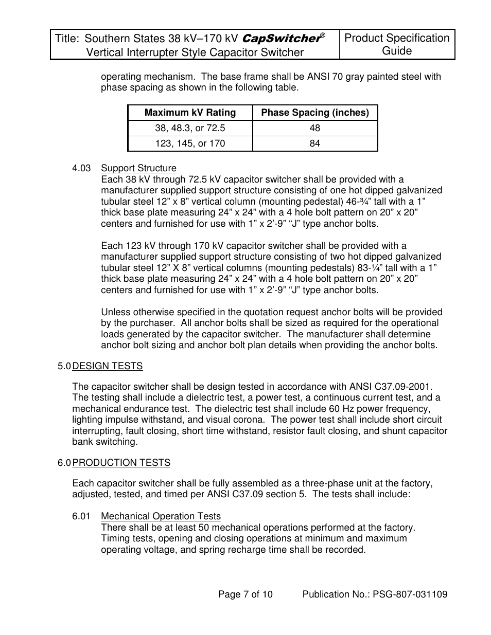 Capswitcher | Southern States 38 kV-170 kV CapSwitcher User Manual | Page 7 / 10