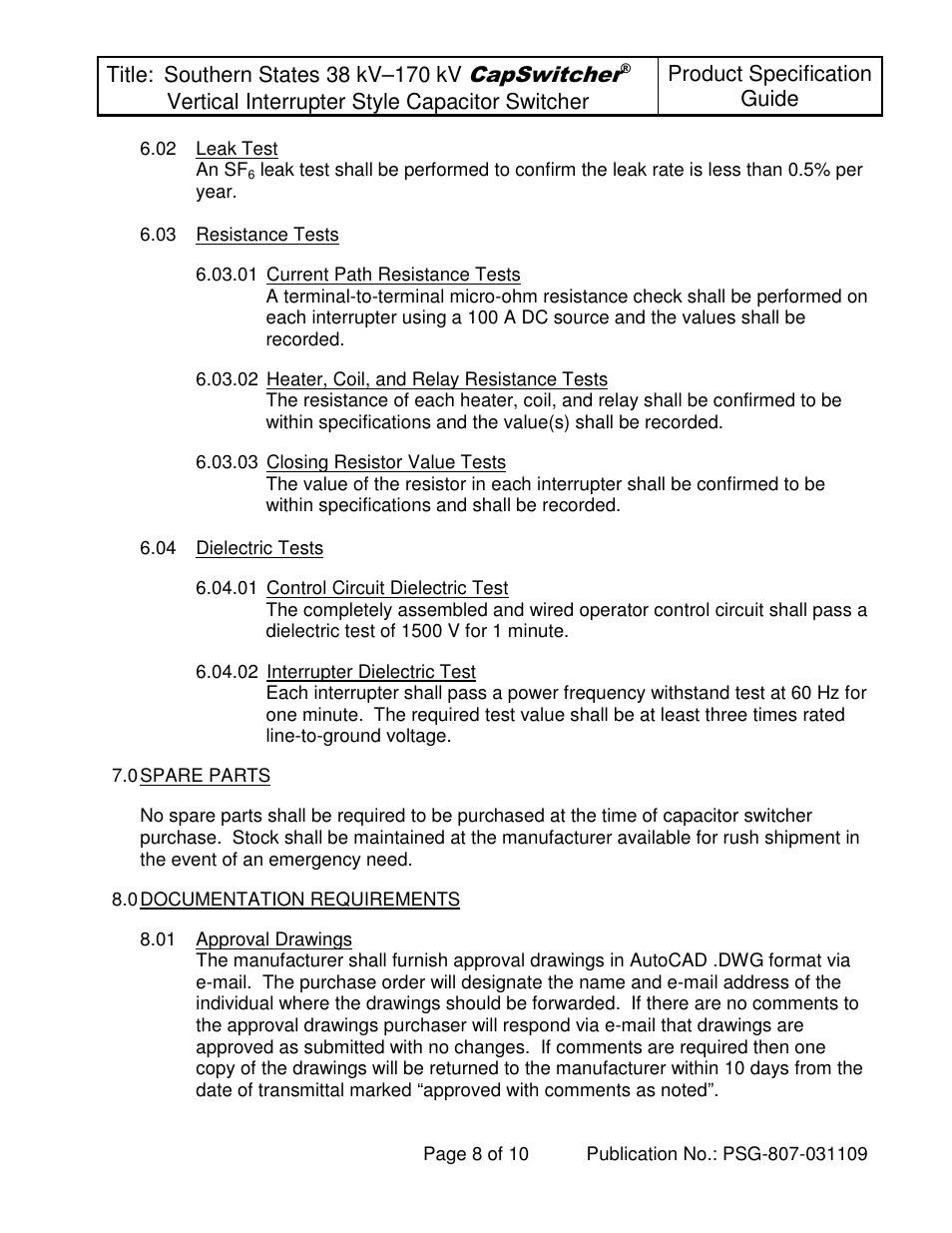 Capswitcher | Southern States 38 kV-170 kV CapSwitcher User Manual | Page 8 / 10