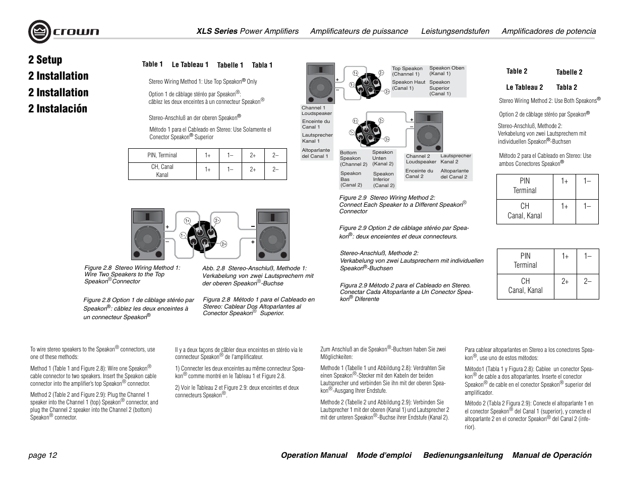 2 setup, 2 installation, 2 installation 2 instalación | Crown Equipment XLS 602 User Manual | Page 12 / 36