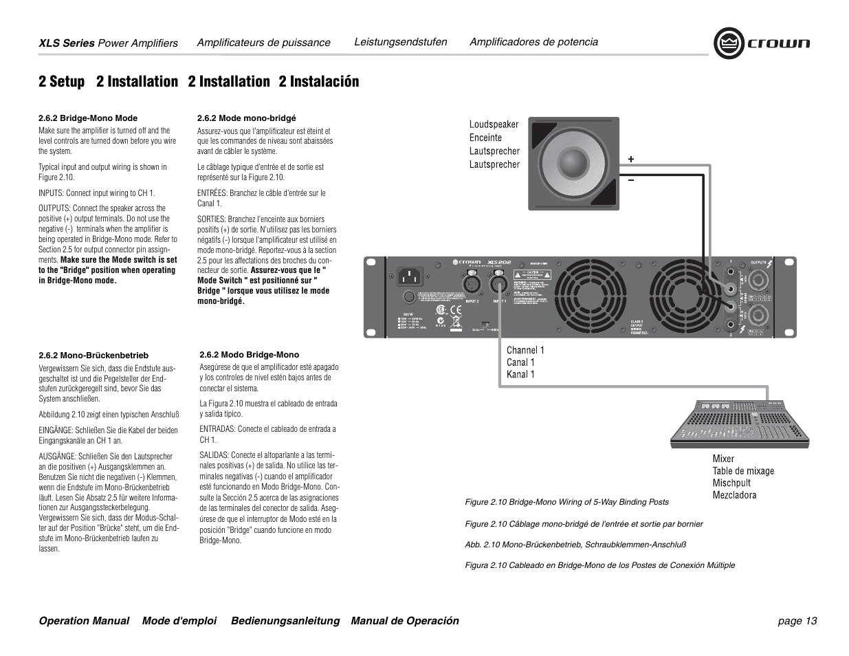 2 setup, 2 installation, 2 installation 2 instalación | Crown Equipment XLS 602 User Manual | Page 13 / 36