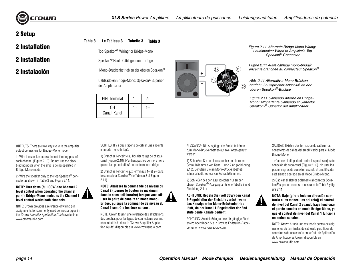 2 setup 2 installation 2 instalación, 2 installation | Crown Equipment XLS 602 User Manual | Page 14 / 36