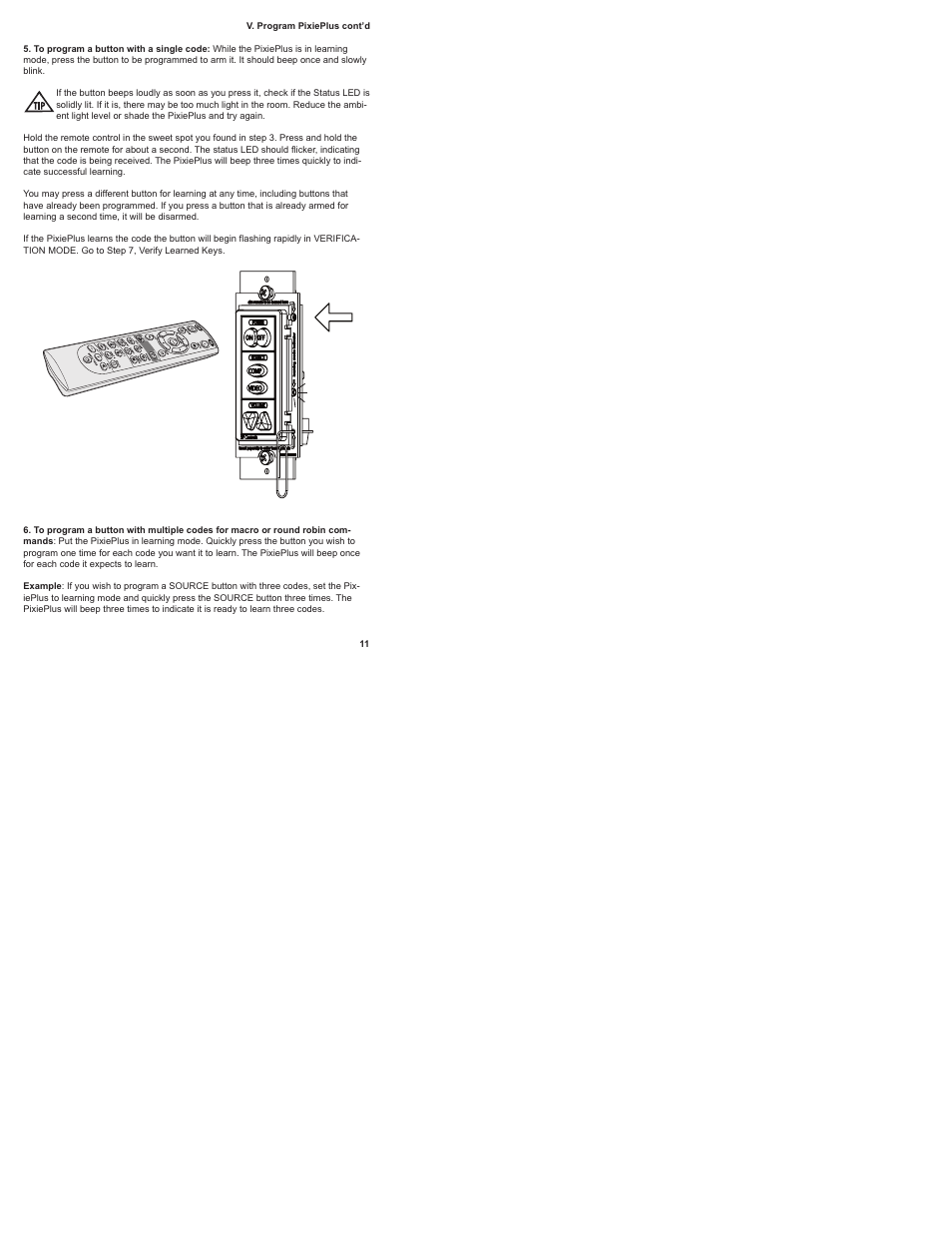 To program a button with a single code | SP Controls PixiePlus User Manual | Page 13 / 25