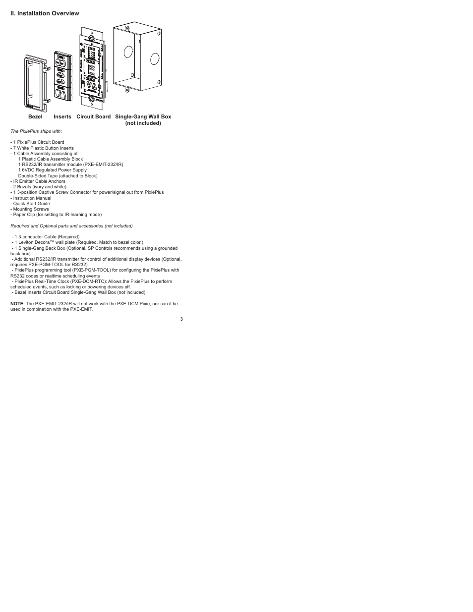 Ii. installation overview | SP Controls PixiePlus User Manual | Page 5 / 25
