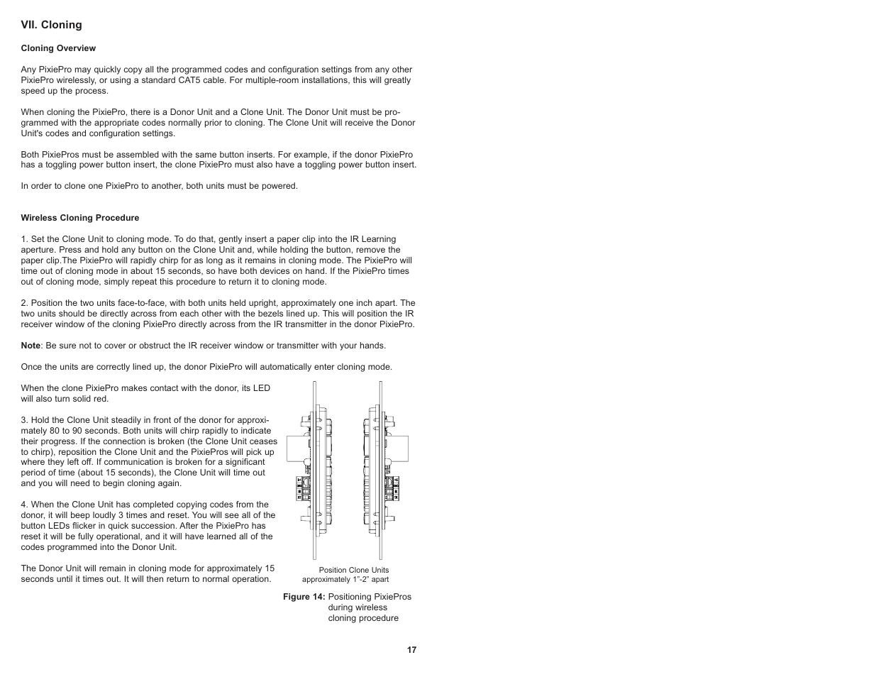 Vii. cloning | SP Controls PixiePro User Manual | Page 20 / 31