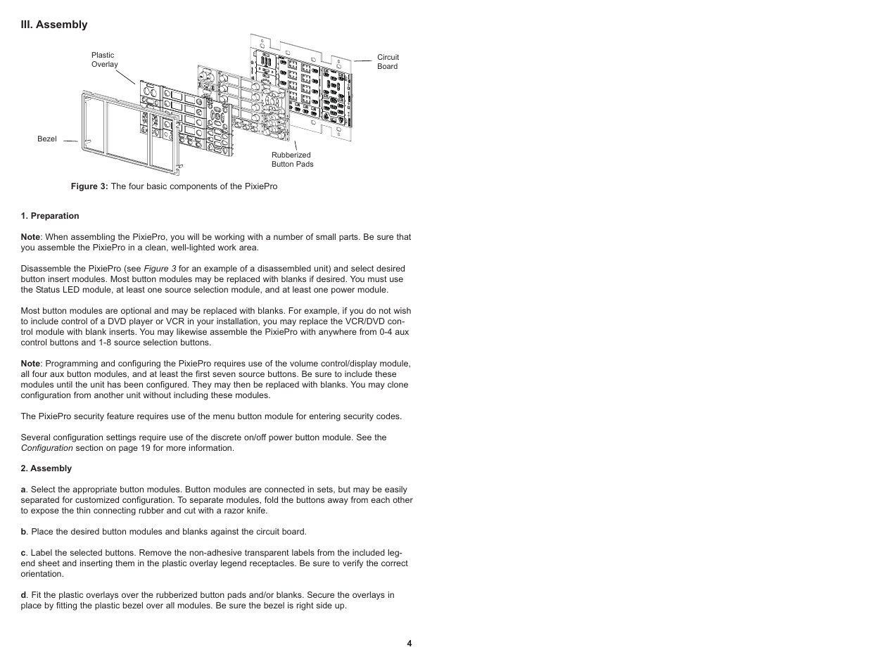 Iii. assembly | SP Controls PixiePro User Manual | Page 7 / 31