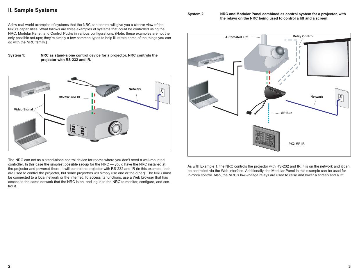 Ii. sample systems, Vid eo in vid eo in | SP Controls PX2-NRC-1142 User Manual | Page 3 / 18