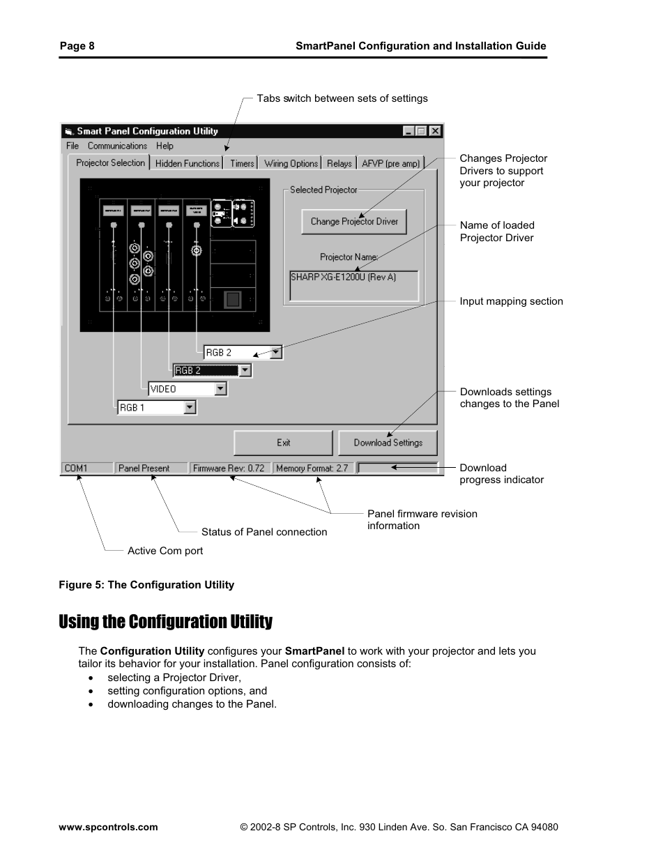 Using the configuration utility | SP Controls SmartPanel User Manual | Page 12 / 76