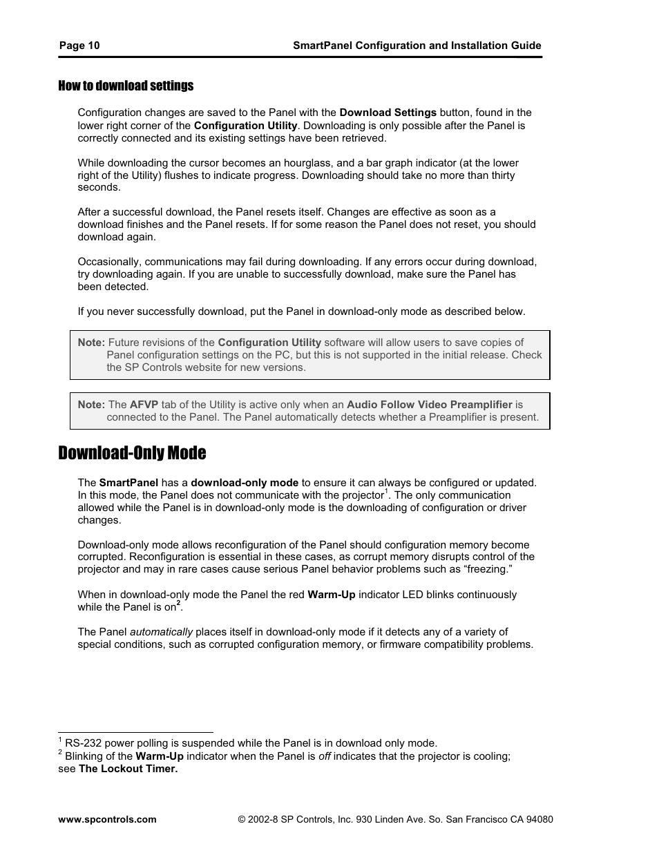Download-only mode | SP Controls SmartPanel User Manual | Page 14 / 76