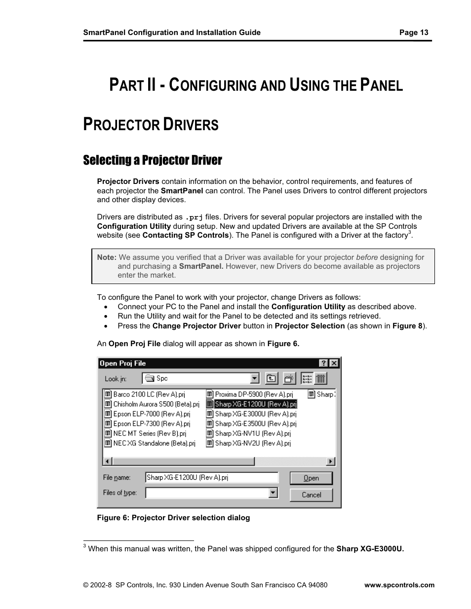 Ii - c, Onfiguring and, Sing the | Anel, Rojector, Rivers | SP Controls SmartPanel User Manual | Page 17 / 76
