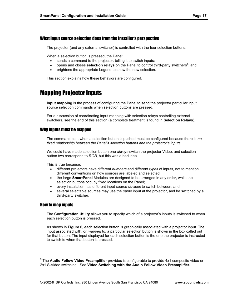 Mapping projector inputs | SP Controls SmartPanel User Manual | Page 21 / 76