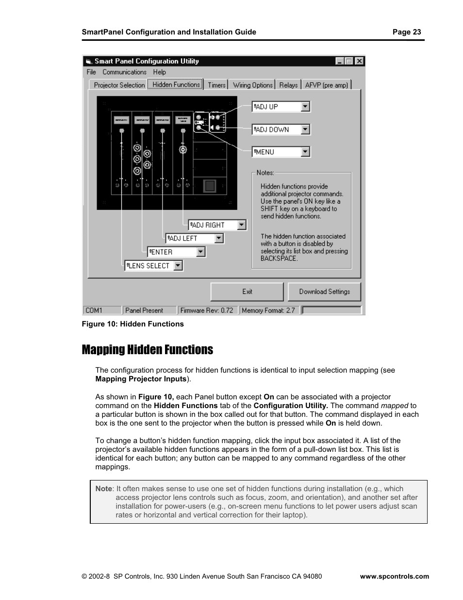 Mapping hidden functions | SP Controls SmartPanel User Manual | Page 27 / 76