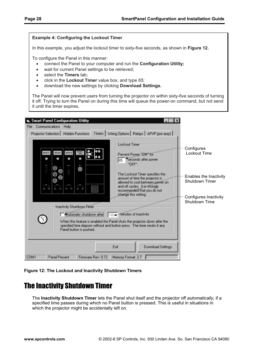 The inactivity shutdown timer | SP Controls SmartPanel User Manual | Page 32 / 76