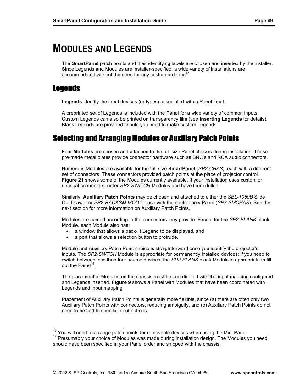 Odules and, Egends, Legends | SP Controls SmartPanel User Manual | Page 53 / 76