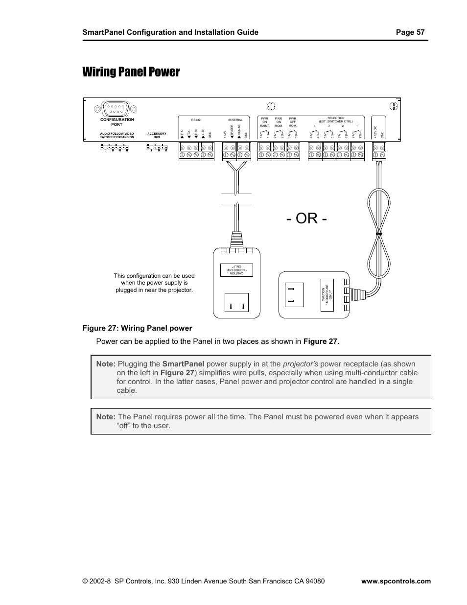 Wiring panel power | SP Controls SmartPanel User Manual | Page 61 / 76