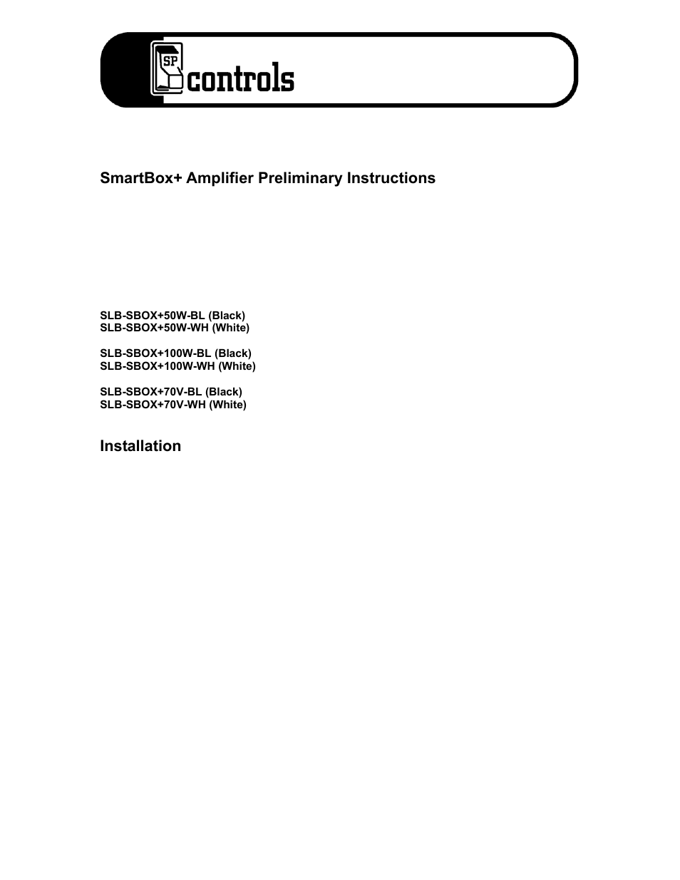 SP Controls SmartBox+ User Manual | 3 pages