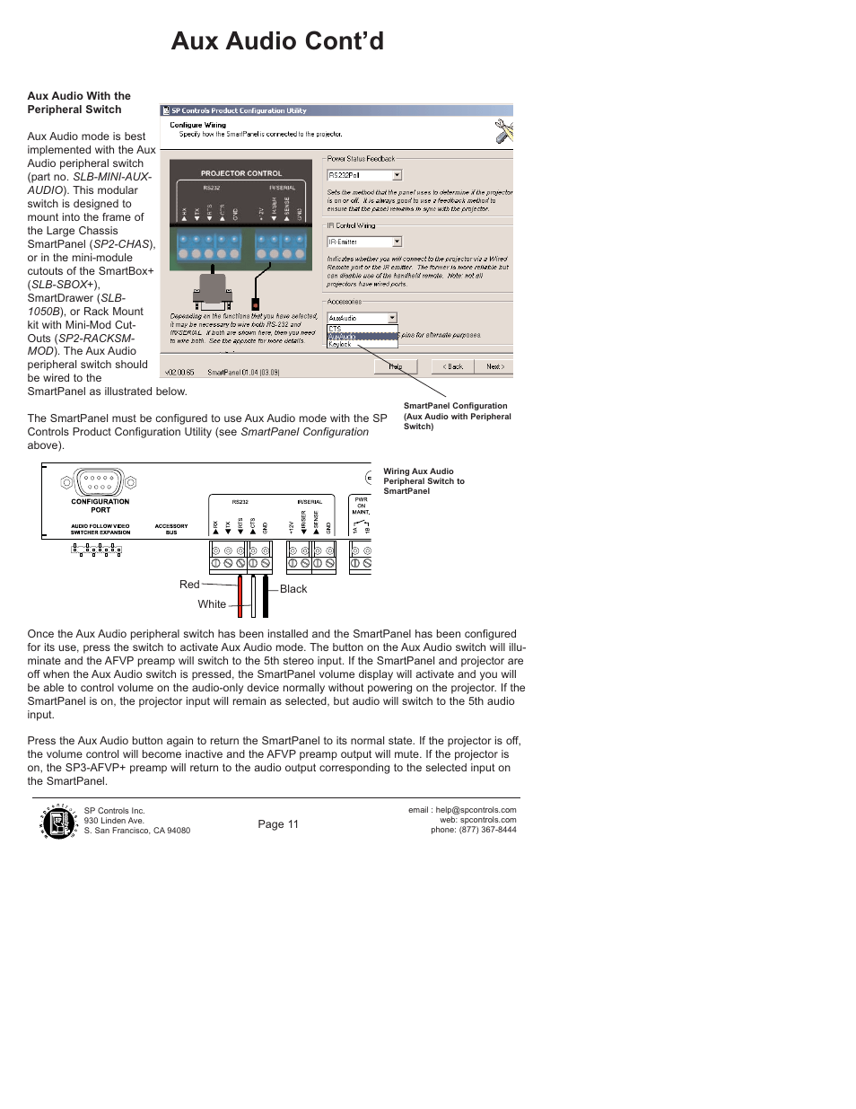 Aux audio cont’d | SP Controls SP3-AFVP+ User Manual | Page 11 / 16