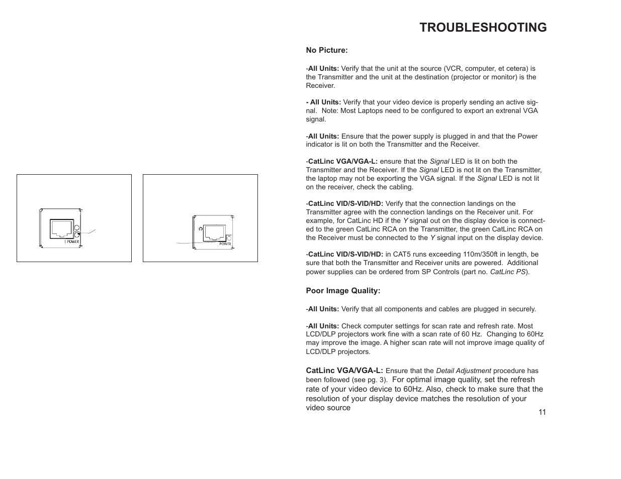 Troubleshooting | SP Controls CatLinc User Manual | Page 13 / 20