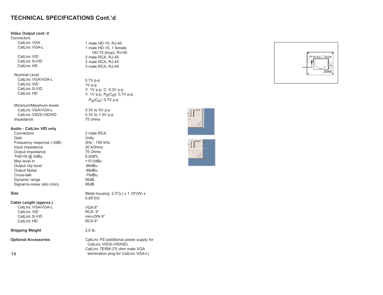 Technical specifications cont.’d | SP Controls CatLinc User Manual | Page 16 / 20