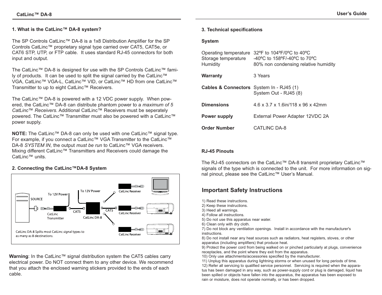 SP Controls DA-8 CatLinc User Manual | Page 2 / 2