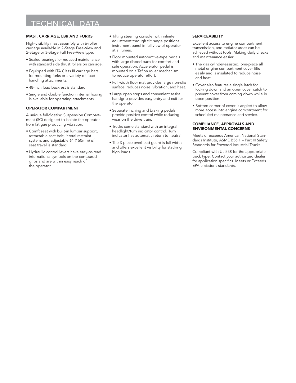 Technical data | Crown Equipment Cushion Tire Lift Trucks MCX20 User Manual | Page 7 / 8