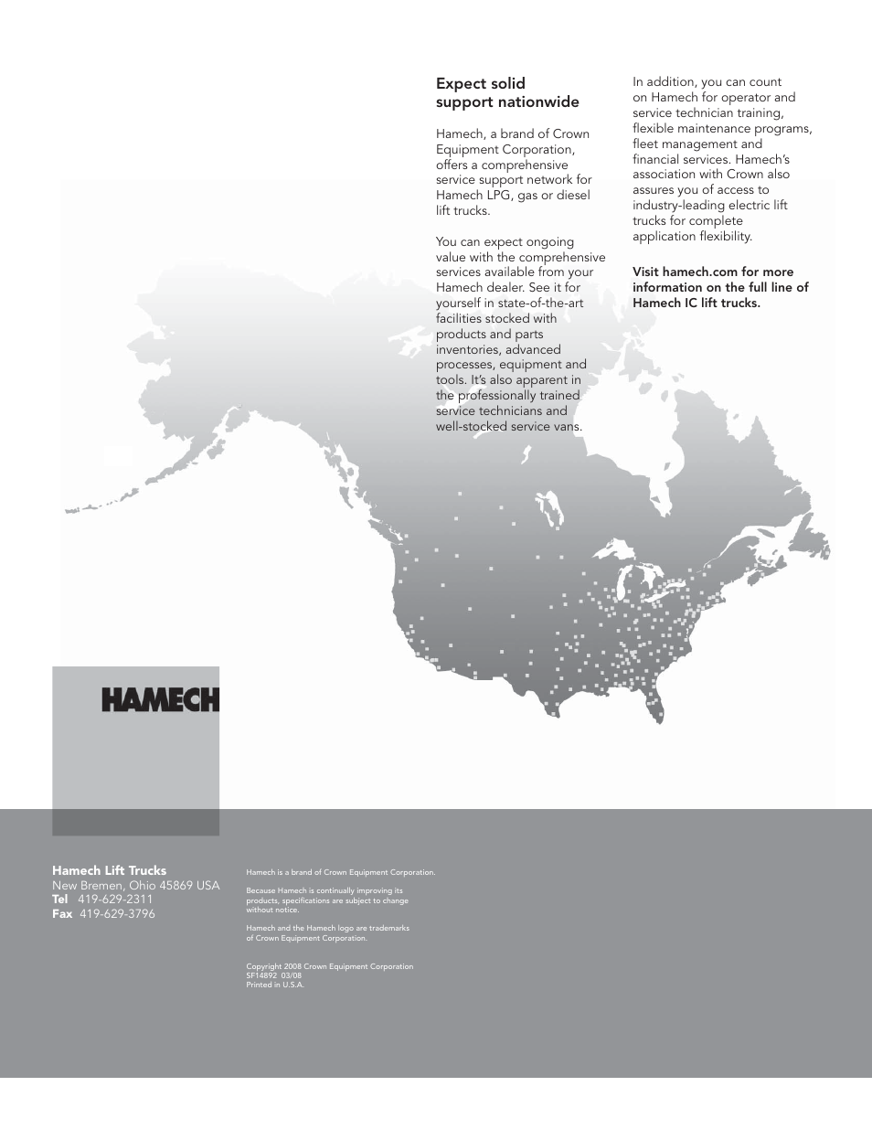 Expect solid support nationwide | Crown Equipment Cushion Tire Lift Trucks MCX20 User Manual | Page 8 / 8