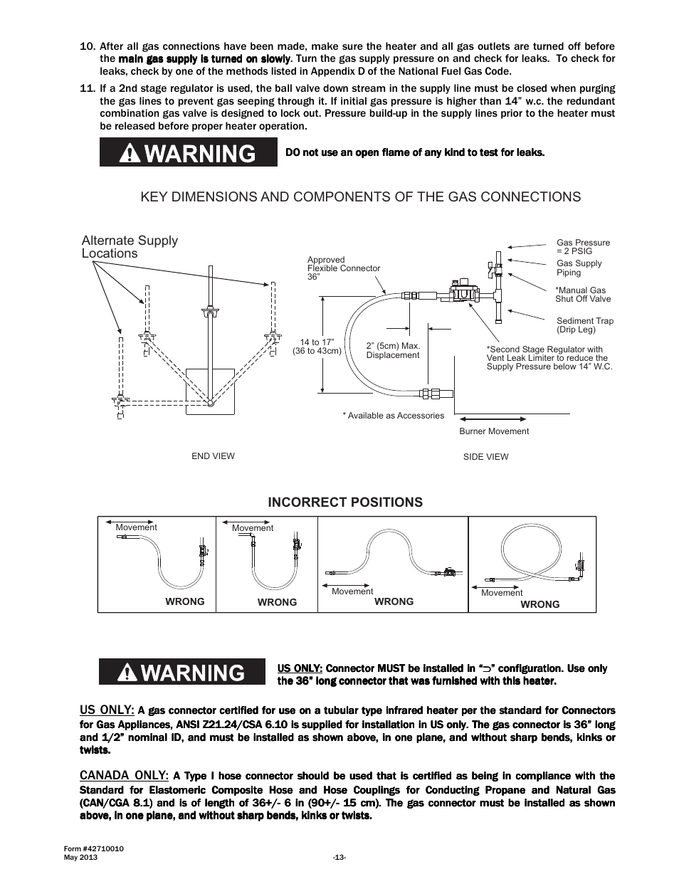Alternate supply locations, Incorrect positions, Us only | Canada only | Space Ray LTU Series Two Stage User Manual | Page 15 / 42
