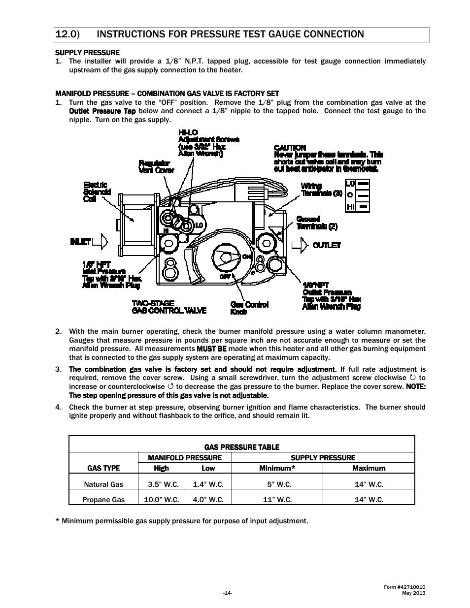 0) instructions for pressure test gauge connection | Space Ray LTU Series Two Stage User Manual | Page 16 / 42