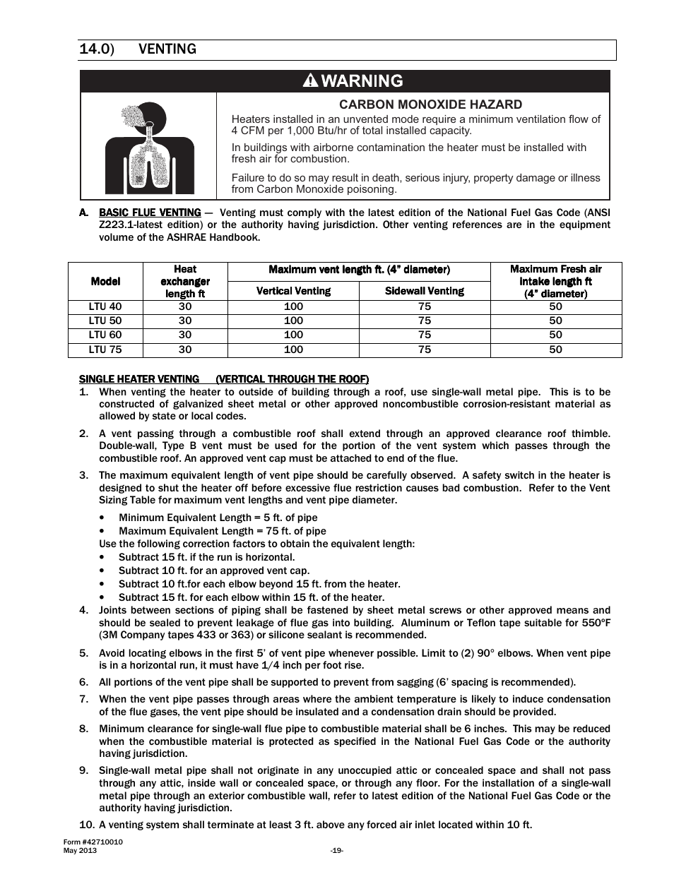 0) venting | Space Ray LTU Series Two Stage User Manual | Page 21 / 42