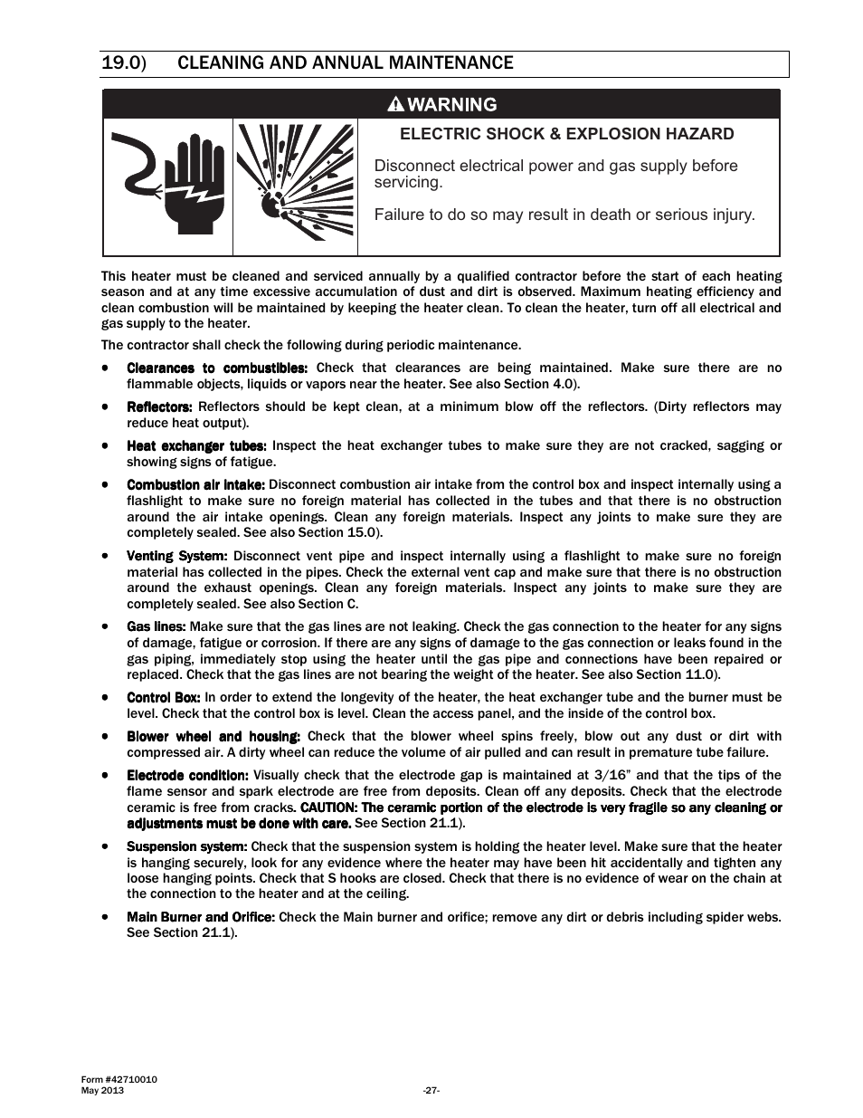 0) cleaning and annual maintenance | Space Ray LTU Series Two Stage User Manual | Page 29 / 42