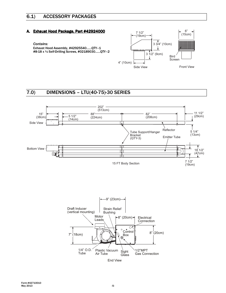 1) accessory packages | Space Ray LTU Series Two Stage User Manual | Page 7 / 42