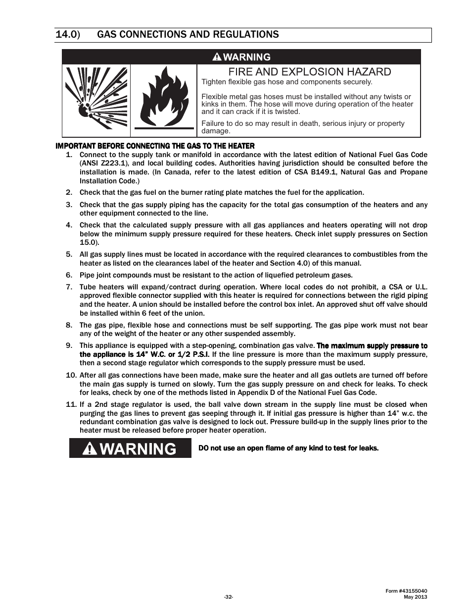 0) gas connections and regulations | Space Ray LTS Series Two Stage User Manual | Page 33 / 63