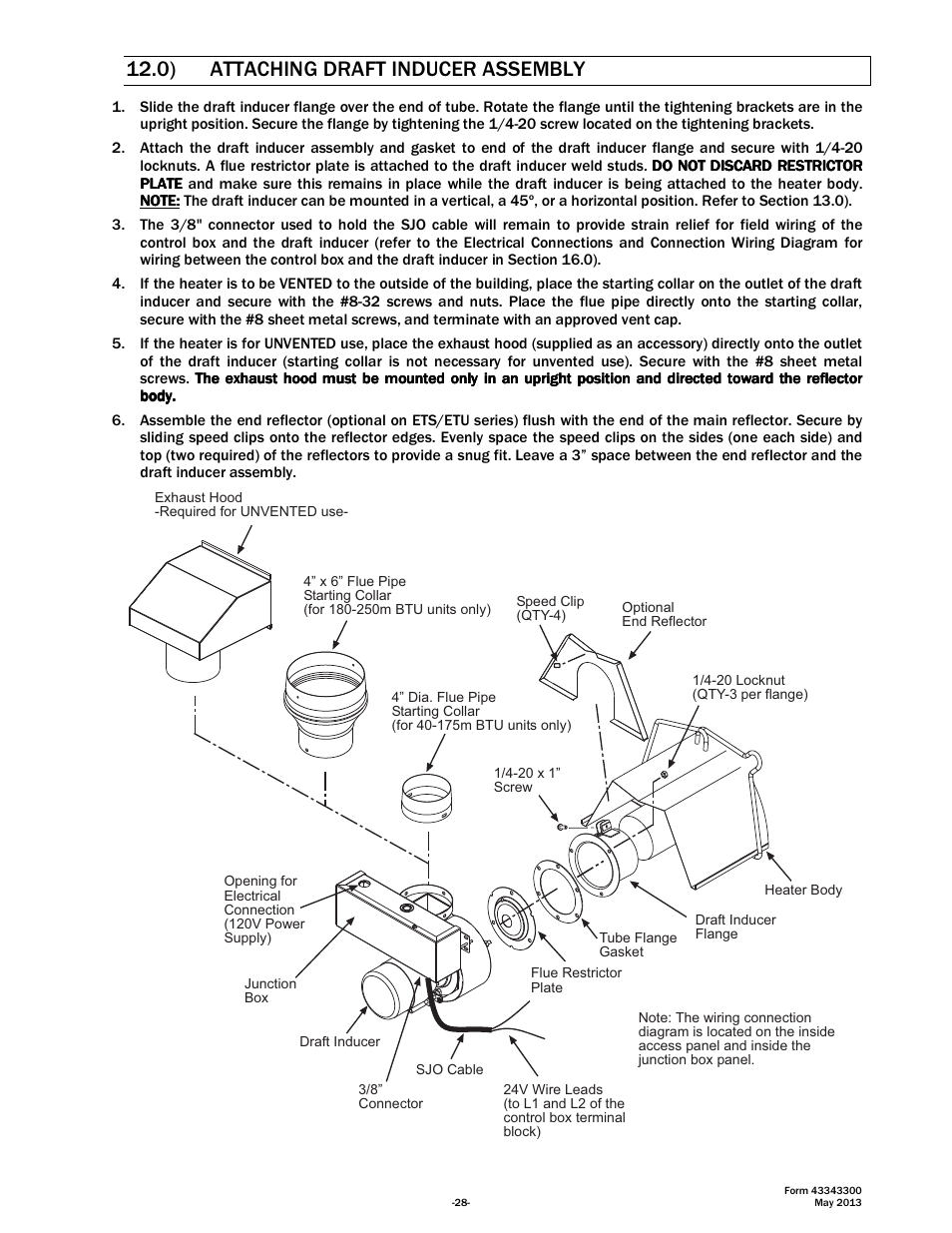 0) attaching draft inducer assembly | Space Ray ETS Series User Manual | Page 29 / 60