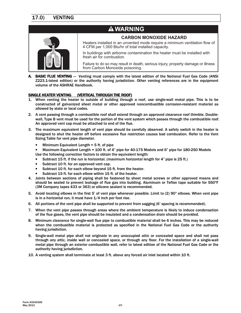 0) venting | Space Ray ETS Series User Manual | Page 38 / 60