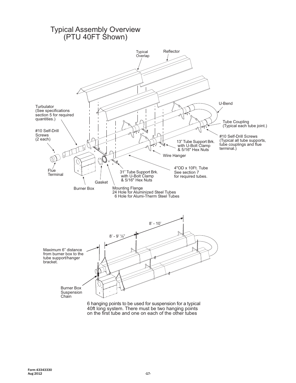 Typical assembly overview (ptu 40ft shown) | Space Ray PTS Series Single Stage User Manual | Page 18 / 57