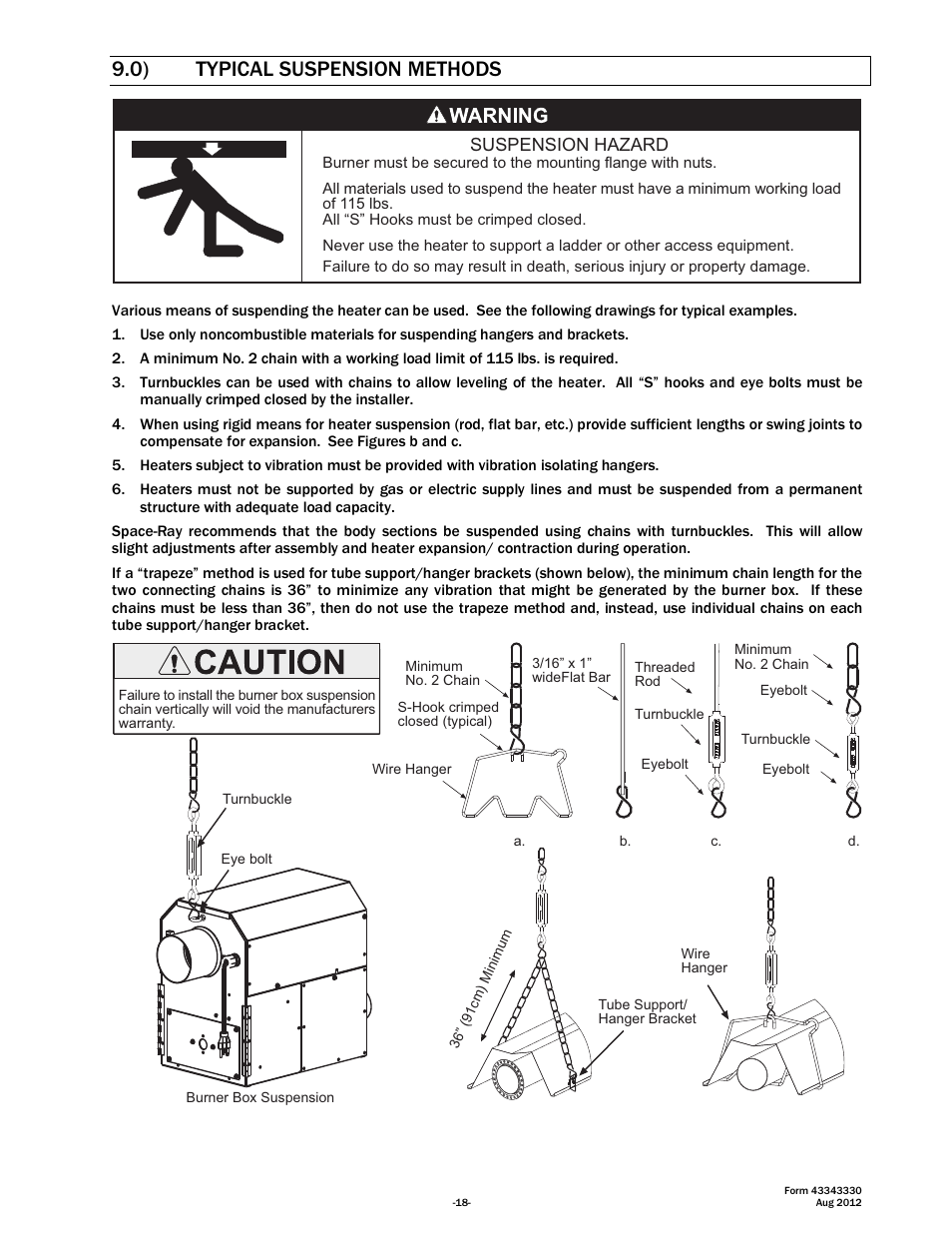 0) typical suspension methods | Space Ray PTS Series Single Stage User Manual | Page 19 / 57