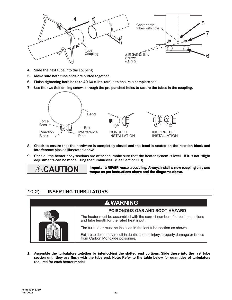 2) inserting turbulators | Space Ray PTS Series Single Stage User Manual | Page 22 / 57