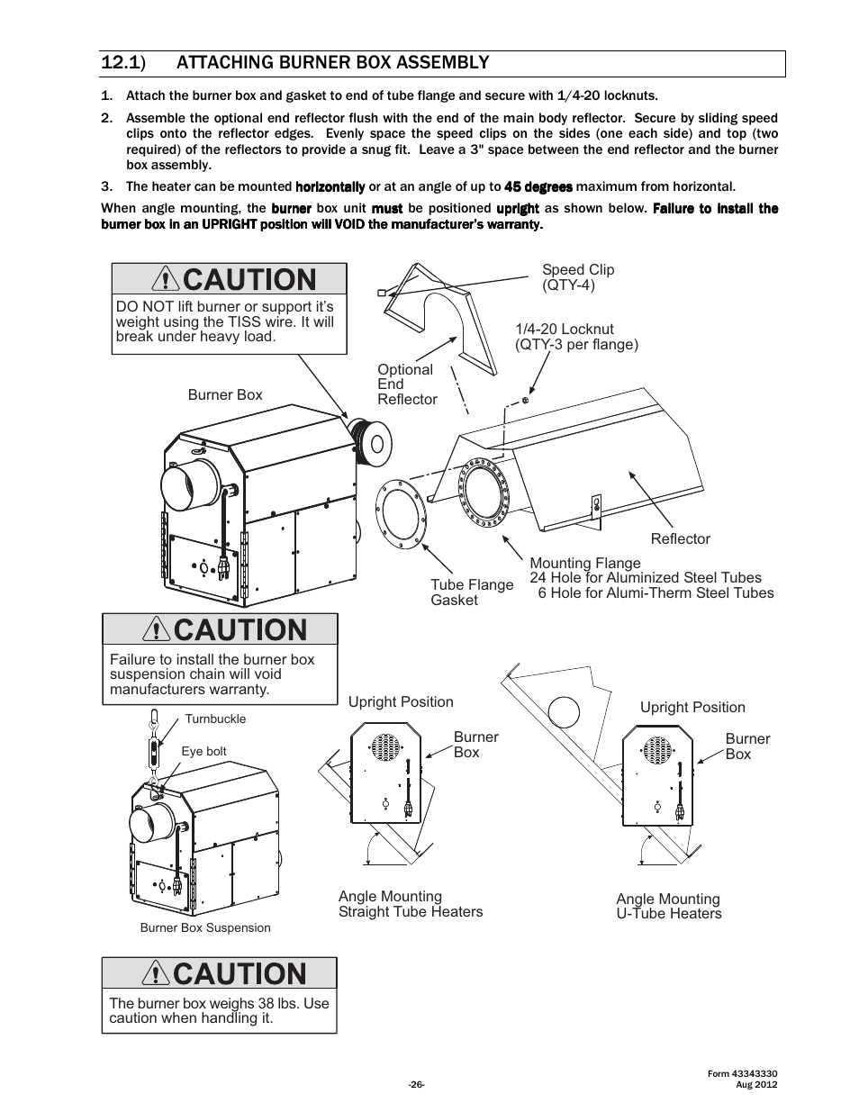 1) attaching burner box assembly | Space Ray PTS Series Single Stage User Manual | Page 27 / 57