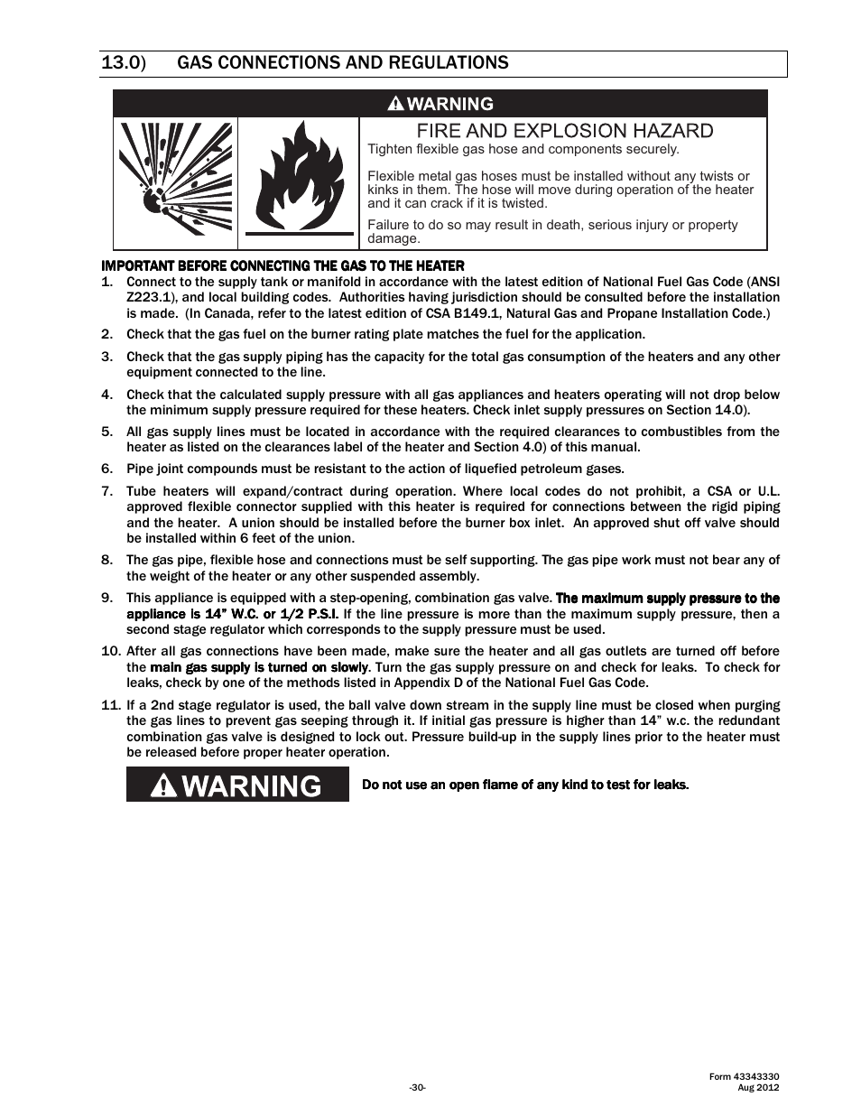 0) gas connections and regulations | Space Ray PTS Series Single Stage User Manual | Page 31 / 57