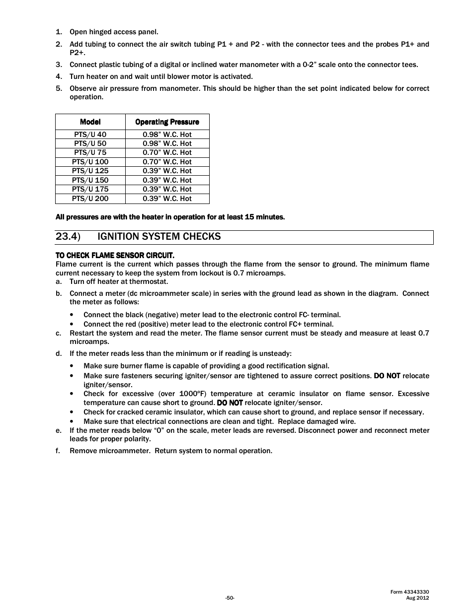 4) ignition system checks | Space Ray PTS Series Single Stage User Manual | Page 51 / 57