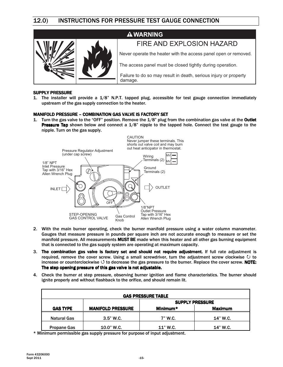 0) instructions for pressure test gauge connection | Space Ray RSTP Series User Manual | Page 16 / 39