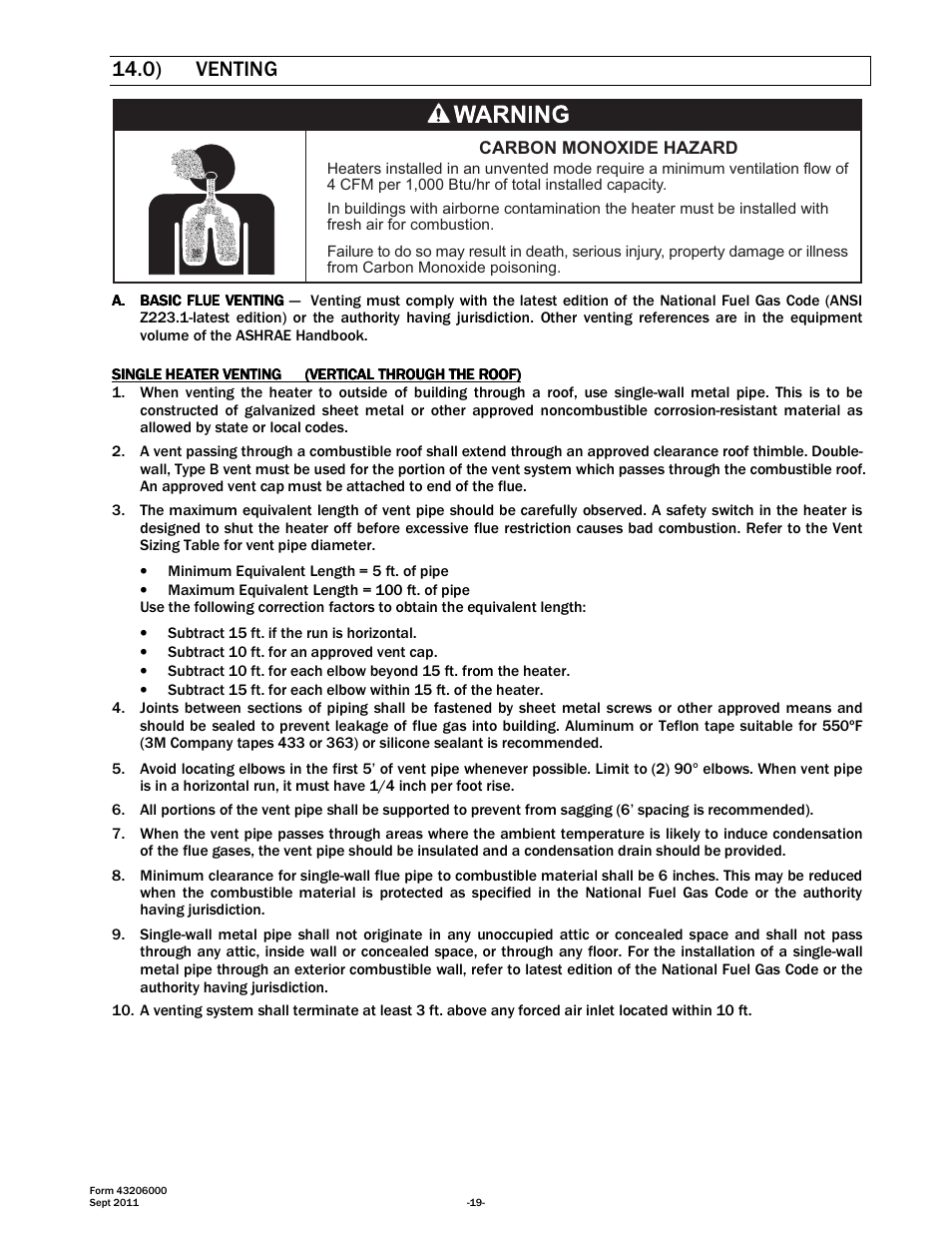 0) venting | Space Ray RSTP Series User Manual | Page 20 / 39