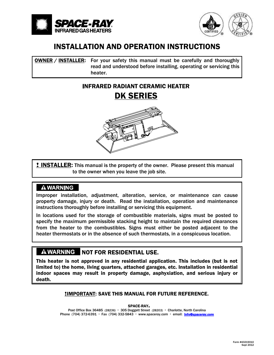 Space Ray DK Series User Manual | 22 pages