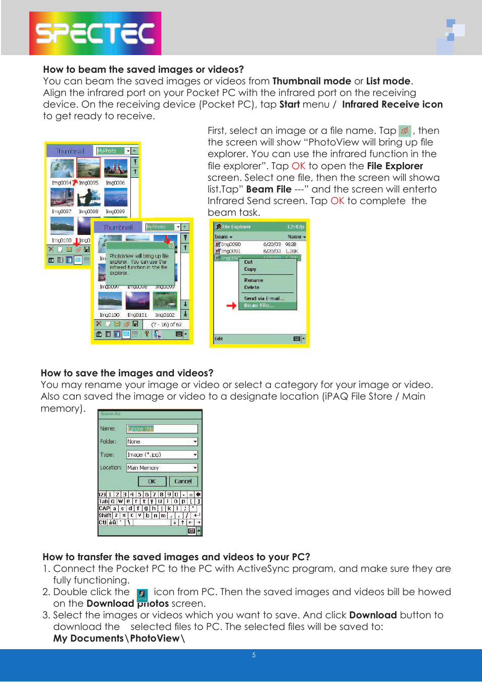 Spectec SDC-001A/003A (PPC) User Manual | Page 9 / 12