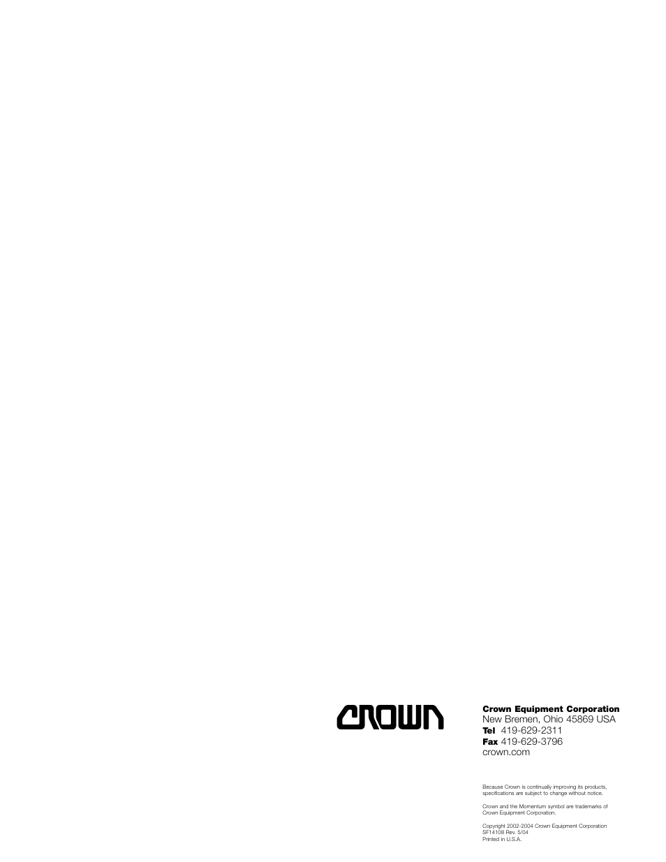 Crown Equipment Power Lift Stackers B Series User Manual | Page 4 / 4