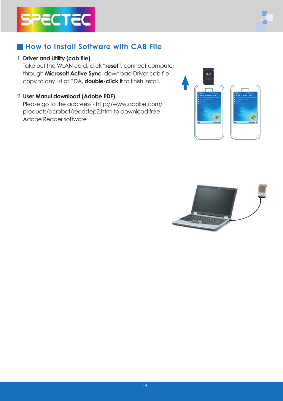 How to install software with cab file | Spectec SDW-820/822 User manual User Manual | Page 16 / 26