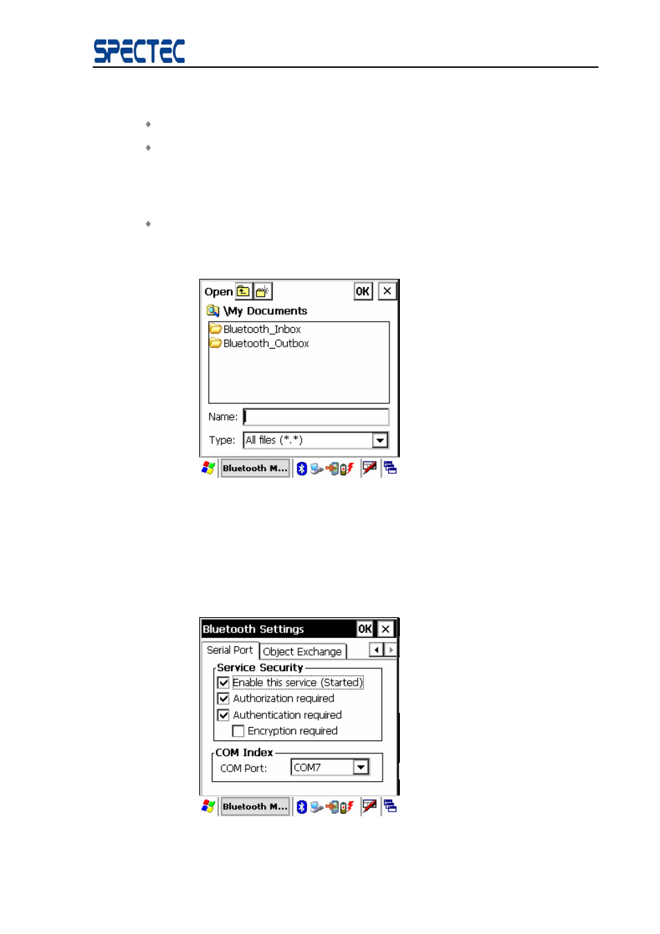 4 configure the bluetooth transport layer, Configure the bluetooth transport layer | Spectec SDB-832 for MC1000 User Manual | Page 13 / 25