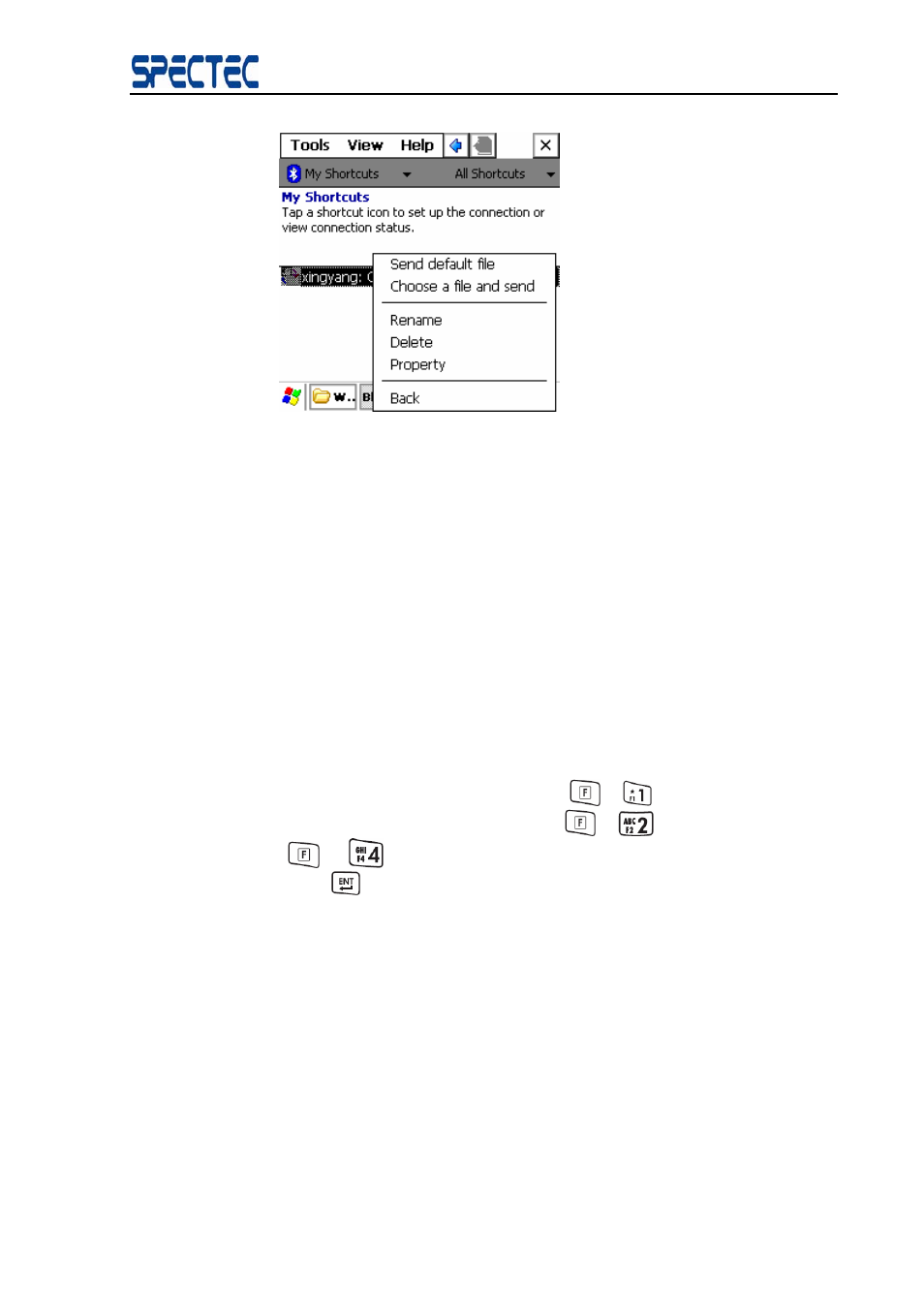 2 use the opp shortcut, 7 print file via the bluetooth, Use the opp shortcut | Print file via the bluetooth | Spectec SDB-832 for MC1000 User Manual | Page 23 / 25